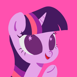 Size: 2048x2048 | Tagged: safe, artist:nimingxiwang168, twilight sparkle, pony, g4, bust, open mouth, open smile, pink background, portrait, simple background, smiling, solo, sparkly eyes, wingding eyes