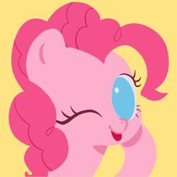 Size: 2048x2048 | Tagged: safe, artist:nimingxiwang168, pinkie pie, earth pony, pony, g4, ;p, bust, looking at you, one eye closed, portrait, simple background, solo, tongue out, wink, winking at you, yellow background