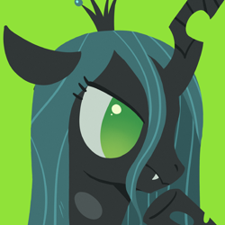 Size: 2048x2048 | Tagged: safe, artist:nimingxiwang168, queen chrysalis, changeling, changeling queen, g4, bust, green background, portrait, simple background, solo