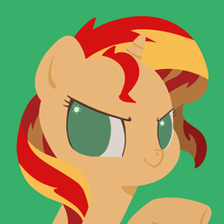 Size: 2048x2048 | Tagged: safe, artist:nimingxiwang168, sunset shimmer, pony, unicorn, g4, bust, horn, portrait, solo