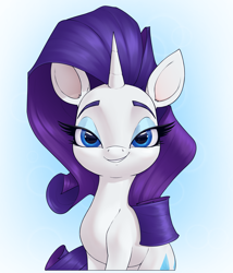 Size: 2675x3126 | Tagged: safe, artist:aquaticvibes, rarity, pony, unicorn, g4, female, gradient background, horn, looking at you, mare, smiling, smiling at you, solo