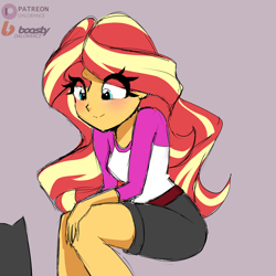 Size: 4000x4000 | Tagged: safe, artist:xjenn9, sunset shimmer, human, equestria girls, g4, camp everfree outfits, female, sketch, solo, squatting