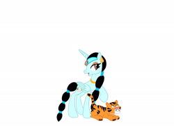 Size: 2732x2048 | Tagged: safe, artist:creativa-artly01, alicorn, big cat, tiger, aladdin, arabian, arabic, black hair, black mane, black tail, disney, disney princess, princess jasmine, rajah, rule 85, simple background, tail, white background