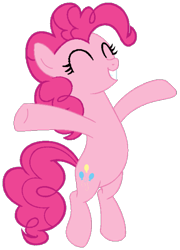 Size: 731x1016 | Tagged: safe, artist:noi kincade, pinkie pie, earth pony, pony, g4, ^^, bipedal, eyes closed, female, happy, mare, simple background, smiling, solo, spread hooves, transparent background