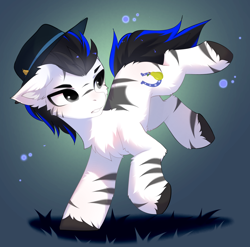 Size: 4314x4262 | Tagged: safe, artist:empress-twilight, oc, oc:louie hooferson, earth pony, pony, zebra, commissioner:legionofblues, cowboy hat, hat, hybrid oc, kick, solo