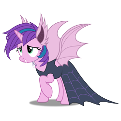 Size: 5000x5000 | Tagged: safe, edit, editor:awesomegamergame, oc, oc only, oc:rosey beam, alicorn, pony, g4, absurd resolution, alicorn oc, clothes, costume, cute, dress, fangs, female, female oc, halloween, halloween costume, holiday, horn, mare, mare oc, nightmare night, nightmare night costume, raised hoof, simple background, solo, striped mane, transparent background, vampire costume, vector, wings