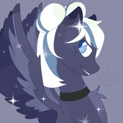 Size: 1024x1024 | Tagged: safe, artist:markyoureye, oc, oc only, oc:lunara moonstone, crystal pegasus, crystal pony, pegasus, pony, choker, female, mare, pegasus oc, solo