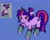 Size: 2048x1626 | Tagged: safe, artist:feefowll, twilight sparkle, earth pony, pony, g4, alternate design, blue background, earth pony twilight, female, grin, horn, mare, race swap, raised hoof, simple background, smiling, solo