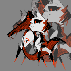 Size: 1280x1280 | Tagged: safe, artist:avravous, oc, oc only, pony, unicorn, black sclera, horn, red eyes, solo, white coat