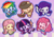 Size: 3211x2252 | Tagged: safe, artist:nimingxiwang168, applejack, fluttershy, pinkie pie, rainbow dash, rarity, sci-twi, twilight sparkle, human, equestria girls, g4, checkered background, chibi, cute, gradient background, humane five, humane six