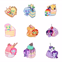 Size: 4096x4096 | Tagged: safe, artist:nimingxiwang168, applejack, fluttershy, pinkie pie, rainbow dash, rarity, sci-twi, starlight glimmer, twilight sparkle, human, equestria girls, g4, cake, cupcake, cute, food, humane five, humane six, humanized, mane six, muffin, sandwich, simple background, solo, tiny, tiny human, white background