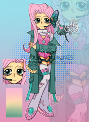 Size: 1936x2642 | Tagged: safe, artist:nimingxiwang168, fluttershy, human, equestria girls, g4, abstract background, alternate clothes, clothes, full body, gradient background, reference sheet, solo