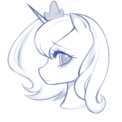 Size: 1080x1080 | Tagged: safe, artist:jinyebuzai18750, princess luna, alicorn, pony, g4, bust, female, lineart, mare, portrait, side view, solo