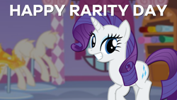 Size: 1920x1080 | Tagged: safe, artist:berpsterponimator, rarity, g4, blurry background, carousel boutique, minimalist, rarity day, solo