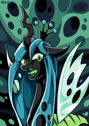 Size: 1754x2480 | Tagged: safe, artist:kizupoko, queen chrysalis, changeling, changeling queen, g4, antagonist, changeling hive