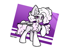 Size: 2200x1600 | Tagged: safe, artist:rejiser, oc, oc only, pegasus, pony, chest fluff, ear fluff, female, looking at you, passepartout, raised hoof, smiling, solo, tongue out, wings