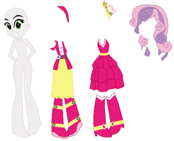 Size: 566x460 | Tagged: safe, artist:selenaede, sweetie belle, human, equestria girls, g4, 2013, arm behind back, bald, barbie doll anatomy, base, boots, clothes, dress, headband, shoes, simple background, skirt, solo, white background