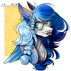 Size: 1000x1000 | Tagged: safe, artist:legendaryshadee, oc, oc:akuma, pegasus, pony, bust, female, glasses, mare, portrait, solo, tongue out