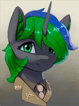 Size: 156x210 | Tagged: artist needed, safe, oc, oc only, oc:sparky starfall, pony, unicorn, equestria at war mod, bust, gradient background, horn, portrait, solo