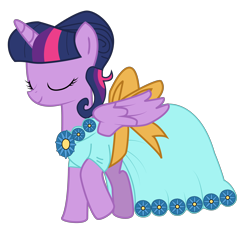 Size: 4000x3745 | Tagged: safe, artist:alltoasters, twilight sparkle, alicorn, pony, g4, make new friends but keep discord, clothes, dress, eyes closed, female, gala dress, mare, simple background, solo, transparent background, twilight sparkle (alicorn), vector