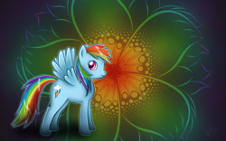 Size: 1680x1050 | Tagged: safe, artist:wdeleon, rainbow dash, pegasus, g4, female, flower, solo, wallpaper, wings