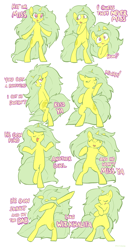 Size: 2265x4356 | Tagged: safe, artist:pfeffaroo, oc, oc only, oc:lemon breeze, pony, unicorn, big mane, bipedal, female, hit or miss, horn, long mane, long tail, looking at you, mare, meme, simple background, smiling, smiling at you, tail, text, white background