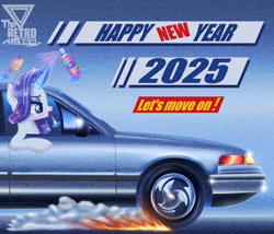 Size: 3500x3000 | Tagged: safe, artist:theretroart88, rarity, pony, unicorn, g4, 2025, brush, car, eyeshadow, female, happy new year 2025, horn, lipstick, looking at a mirror, magic, makeup, mare, solo, telekinesis