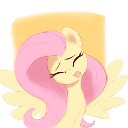 Size: 2048x2048 | Tagged: safe, artist:dulldi, fluttershy, pegasus, pony, g4, :p, bust, eyes closed, female, head tilt, high res, mare, solo, spread wings, tongue out, wings