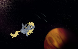 Size: 1144x730 | Tagged: safe, artist:zetamad, derpy hooves, pegasus, pony, g4, female, jupiter, mare, solo, space