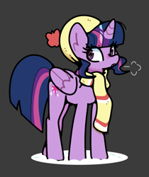 Size: 1577x1880 | Tagged: safe, artist:kindakismet, twilight sparkle, alicorn, pony, g4, clothes, gray background, hat, horn, scarf, simple background, solo, twilight sparkle (alicorn)