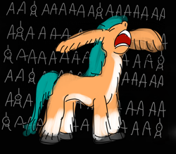 Size: 3200x2800 | Tagged: safe, artist:horsesplease, hitch trailblazer, unown, series:ask failblazer, g5, aaaaaaaaaa, immortality blues, insanity, meme, pokémon, ponified meme, sad, sad hitch, screaming, wing ears, wings