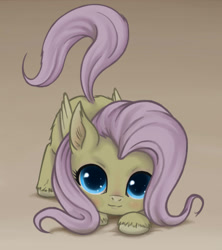 Size: 1600x1800 | Tagged: safe, artist:zetamad, fluttershy, pegasus, pony, g4, ass up, behaving like a cat, blushing, cute, ear fluff, face down ass up, female, fluttercat, folded wings, looking at you, looking up, looking up at you, mare, shyabetes, simple background, solo, unshorn fetlocks, wings