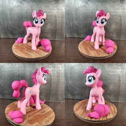 Size: 3840x3840 | Tagged: safe, artist:neo glin, artist:pfeffaroo, pinkie pie, earth pony, pony, g4, alternate hairstyle, butt, craft, cute, dock, female, figurine, haircut, mare, photo, plot, sculpture, smiling, solo, tail