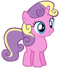 Size: 441x467 | Tagged: safe, princess skyla, alicorn, pony, g4, female, filly, foal, grin, horn, simple background, skylabetes, smiling, solo, white background