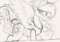 Size: 1200x840 | Tagged: safe, artist:ncmares, princess celestia, alicorn, pony, g4, female, glasses, horn, jewelry, lifeguard, mare, simple background, sketch, solo