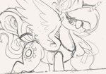 Size: 1200x840 | Tagged: safe, artist:ncmares, princess celestia, alicorn, pony, g4, glasses, horn, jewelry, lifeguard, simple background, sketch, solo