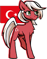 Size: 842x1064 | Tagged: safe, artist:brella, oc, earth pony, pony, nation ponies, national flag, ponified, simple background, solo, transparent background, turkey (country)