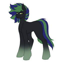 Size: 1000x1000 | Tagged: safe, artist:kazmuun, oc, oc only, oc:pride hope, earth pony, pony, adult blank flank, black coat, blank flank, blush lines, blushing, colored, colored lineart, commission, determined, determined look, earth pony oc, eyelashes, female, female oc, flat colors, frown, gradient legs, green eyes, mare, mare oc, narrowed eyes, signature, simple background, solo, standing, tail, tall, three quarter view, transparent background, two toned mane, two toned tail, white pupils