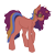 Size: 1000x1000 | Tagged: safe, artist:kazmuun, oc, oc only, oc:early tale, pony, unicorn, adult blank flank, blush lines, blushing, broken horn, chest fluff, colored, colored lineart, commission, ear fluff, eyelashes, eyepatch, female, female oc, flat colors, hock fluff, horn, long mane, long tail, looking back, mare, mare oc, multicolored mane, multicolored tail, no pupils, raised hoof, red coat, shoulder fluff, signature, simple background, solo, standing, standing on three hooves, tail, three quarter view, transparent background, unicorn horn, unicorn oc