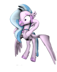 Size: 1080x1350 | Tagged: safe, artist:gaelgaming1, silverstream, hippogriff, g4, 3d, claw, hand on head, simple background, solo, source filmmaker, transparent background