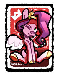 Size: 2000x2500 | Tagged: safe, artist:ronin20181, pipp petals, pegasus, pony, g5, ;p, adorapipp, cute, female, high res, looking at you, mare, one eye closed, partially transparent background, playing card, sitting, solo, tongue out, wings, wink, winking at you