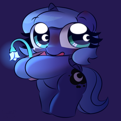 Size: 3000x3000 | Tagged: safe, artist:cushyhoof, princess luna, alicorn, pony, bipedal, blushing, cute, female, filly, filly luna, flower, flower pot, foal, lunabetes, moon eyes, simple background, solo, wingding eyes, woona, younger