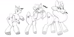 Size: 2048x1042 | Tagged: safe, artist:redflare500, velvet (tfh), oc, them's fightin' herds, black and white, community related, furry, furry oc, grayscale, inanimate tf, inflatable, monochrome, transformation