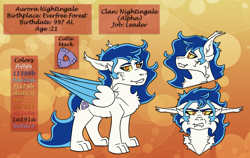 Size: 1902x1200 | Tagged: safe, artist:hiddenfaithy, oc, oc only, oc:aurora nightingale, pegasus, were-pony, werewolf, bust, colored, commission, flat colors, full body, portrait, reference sheet, solo