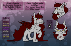 Size: 1854x1200 | Tagged: safe, artist:hiddenfaithy, oc, oc only, oc:skyfire lumia, pegasus, were-pony, werewolf, alternate universe, bust, colored, commission, flat colors, full body, portrait, reference sheet, simple background