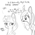 Size: 1650x1650 | Tagged: safe, artist:tjpones, queen chrysalis, twilight sparkle, alicorn, changeling, changeling queen, pony, g4, cute, cutealis, dialogue, duo, duo female, female, lineart, mare, missing horn, monochrome, sketch, twilight sparkle (alicorn)