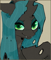 Size: 4136x4840 | Tagged: safe, artist:catment, queen chrysalis, changeling, changeling queen, pony, g4, bust, female, looking at you, portrait, smiling, solo