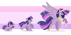 Size: 3533x1756 | Tagged: safe, artist:syrupyyy, twilight sparkle, alicorn, pony, unicorn, g4, age progression, blank flank, book, comparison, crown, cute, eyes closed, eyes open, female, filly, filly twilight sparkle, foal, glowing, glowing horn, high res, hoof shoes, horn, jewelry, levitation, looking at something, magic, magic aura, mare, older, older twilight, older twilight sparkle (alicorn), open mouth, open smile, peytral, ponytober, princess shoes, princess twilight 2.0, raised hoof, raised leg, regalia, sequence, simple background, smiling, spread wings, standing on two hooves, syrupyyy is trying to murder us, telekinesis, twiabetes, twilight sparkle (alicorn), unicorn twilight, wings, younger