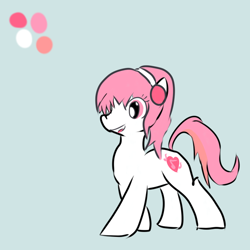 Size: 650x650 | Tagged: safe, artist:anonymous, earth pony, pony, drawthread, female, headphones, mare, pink mane, ponified, requested art, solo, white coat