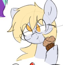 Size: 462x471 | Tagged: safe, artist:minty-cups, derpy hooves, g4, food, glasses, muffin